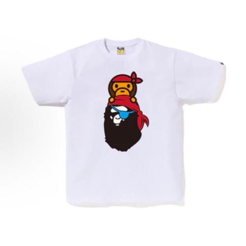 Bape Pirate Baby Milo Ape Head Graphic T-Shirt Black White