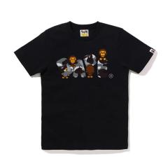 Bape Baby Milo Camo BAPE Letter Graphic T-Shirt Black White