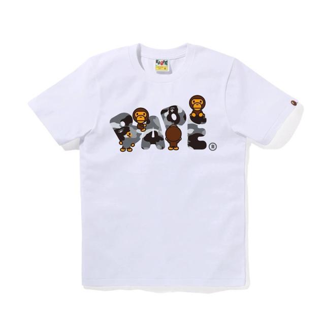Bape Baby Milo Camo BAPE Letter Graphic T-Shirt Black White