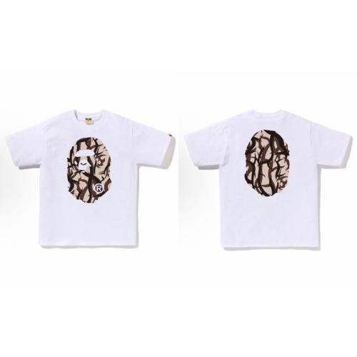 Bape Thorn Branch Camo Big Ape Head Front Back Print Black T-Shirt Black White