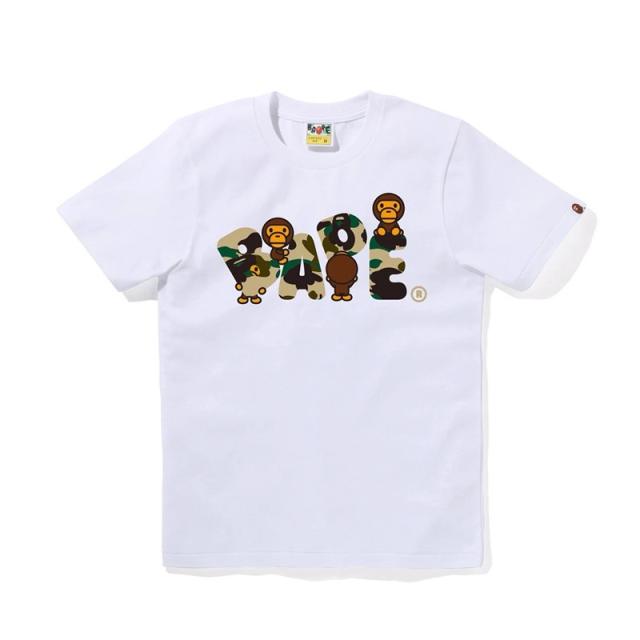 Bape Baby Milo Camo BAPE Letter Graphic T-Shirt Black White