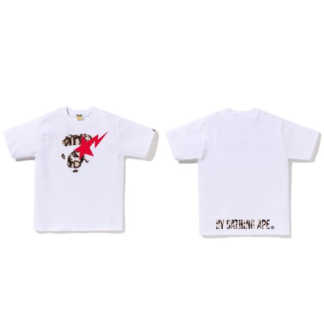 BapeCamo Ape Head Red Star Lightning Graphic T-Shirt Black White