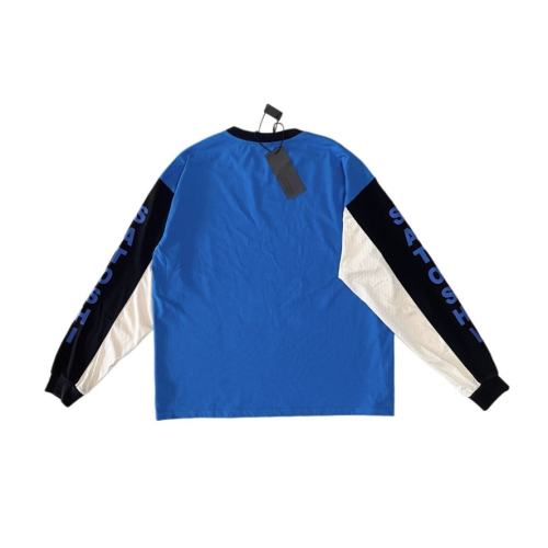 Vintage Washed Blue SATOSHI NAKAMOTO Color Block Raglan Long Sleeve Tee