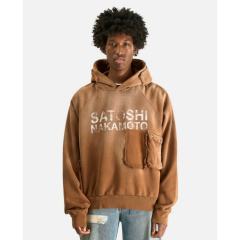 SATOSHI NAKAMOTO Vintage Washed Brown SATOSHI NAKAMOTO Cargo Pocket Hoodie