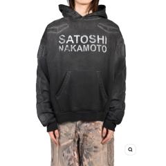 SATOSHI NAKAMOTO Vintage Washed SATOSHI NAKAMOTO Stitch Patch Hoodie