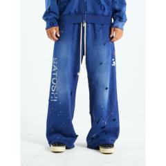 SATOSHI NAKAMOTO Vintage Washed Blue SATOSHI NAKAMOTO Wide Leg Sweatpants
