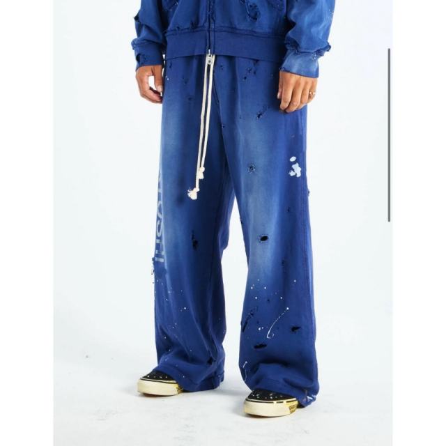 SATOSHI NAKAMOTO Vintage Washed Blue SATOSHI NAKAMOTO Wide Leg Sweatpants