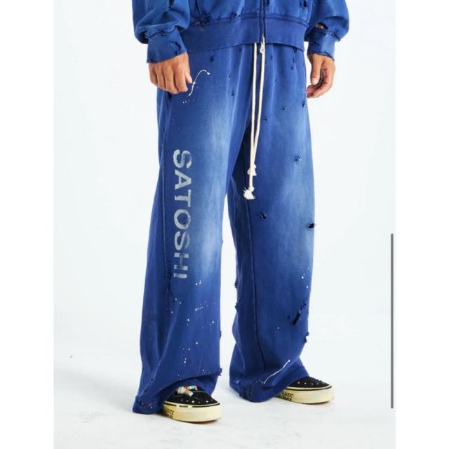 SATOSHI NAKAMOTO Vintage Washed Blue SATOSHI NAKAMOTO Wide Leg Sweatpants