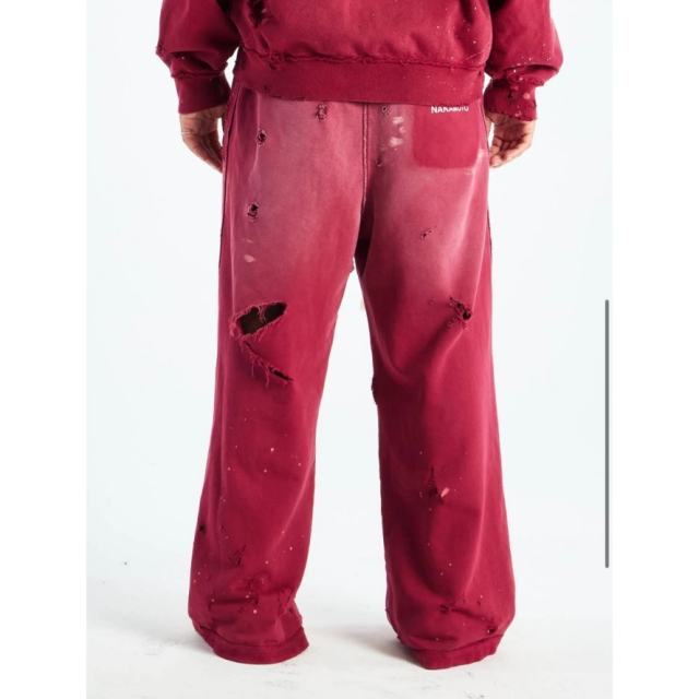 SATOSHI NAKAMOTO Vintage Washed Red SATOSHI NAKAMOTO Wide Leg Sweatpants