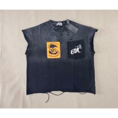 Vintage Washed Black SATOSHI NAKAMOTO Cutoff Tank Top