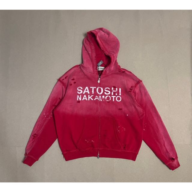 SATOSHI NAKAMOTO Vintage Washed Red SATOSHI NAKAMOTO Zip Hoodie