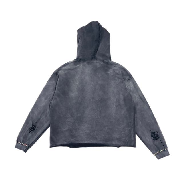 SATOSHI NAKAMOTO Vintage Washed Charcoal SATOSHI NAKAMOTO Cropped Hoodie