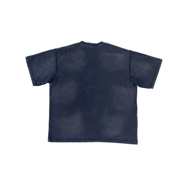 SATOSHIBlue 3D Cube Graphic Distressed Shirt