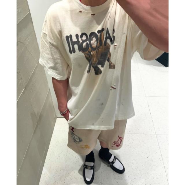 SATOSHI NAKAMOTO T-Shirt Men Distressed Ripped Bull Graphic