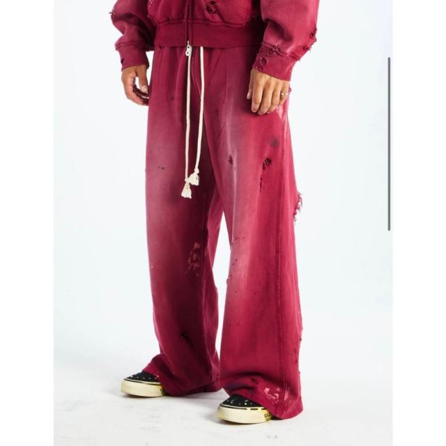 SATOSHI NAKAMOTO Vintage Washed Red SATOSHI NAKAMOTO Wide Leg Sweatpants