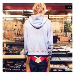 SATOSHI NAKAMOTOVintage Washed Light Blue SATOSHI NAKAMOTO Los Angeles Globe Zip Hoodie