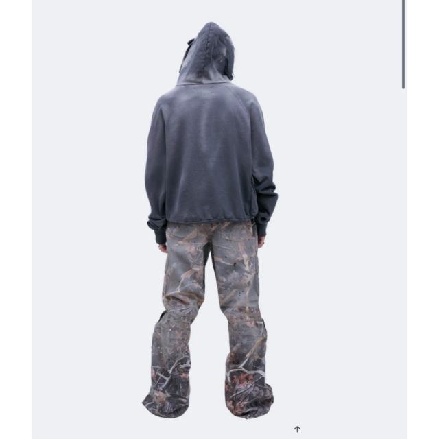 SATOSHI NAKAMOTO Vintage Washed Dark Grey SATOSHI NAKAMOTO Multi Cargo Pocket Hoodie