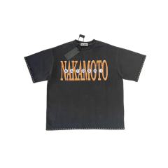 SATOSHI Studded Hem Big Logo Shirt