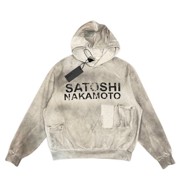 SATOSHI NAKAMOTO Vintage Washed Heather Grey SATOSHI NAKAMOTO Multi Cargo Pocket Hoodie