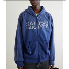 SATOSHI NAKAMOTO Vintage Washed Red SATOSHI NAKAMOTO Zip Hoodie