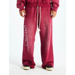 SATOSHI NAKAMOTO Vintage Washed Red SATOSHI NAKAMOTO Wide Leg Sweatpants