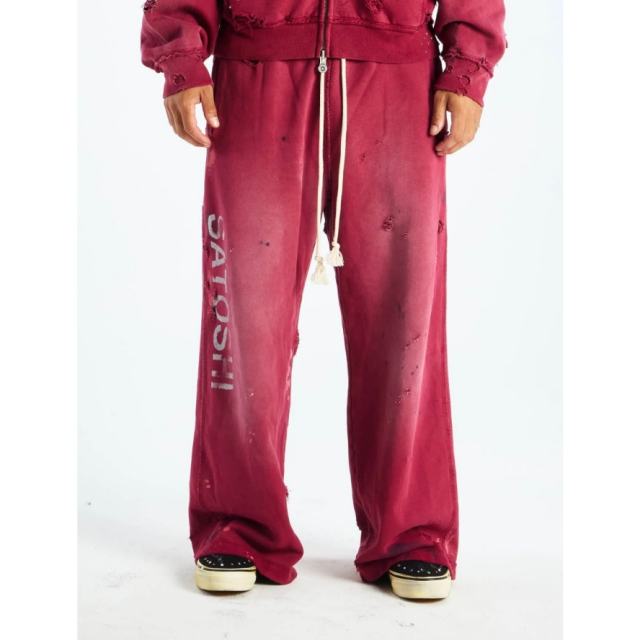 SATOSHI NAKAMOTO Vintage Washed Red SATOSHI NAKAMOTO Wide Leg Sweatpants
