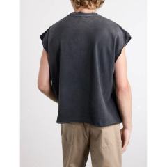 Vintage Washed Black SATOSHI NAKAMOTO Cutoff Tank Top