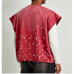 Vintage Washed Red SATOSHI NAKAMOTO Cutoff Tank Top