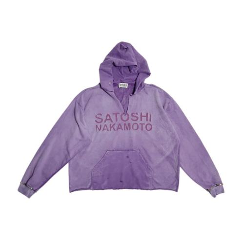 SATOSHI NAKAMOTO Vintage Washed Purple SATOSHI NAKAMOTO Cropped Hoodie