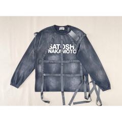 SATOSHI NAKAMOTO Vintage Washed Grey Harness Strap Long Sleeve Tee