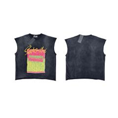 Vintage Washed Black SATOSHI NAKAMOTO Cutoff Tank Top