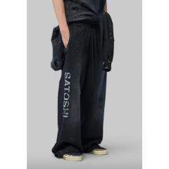 SATOSHI NAKAMOTO Vintage Washed Red SATOSHI NAKAMOTO Wide Leg Sweatpants