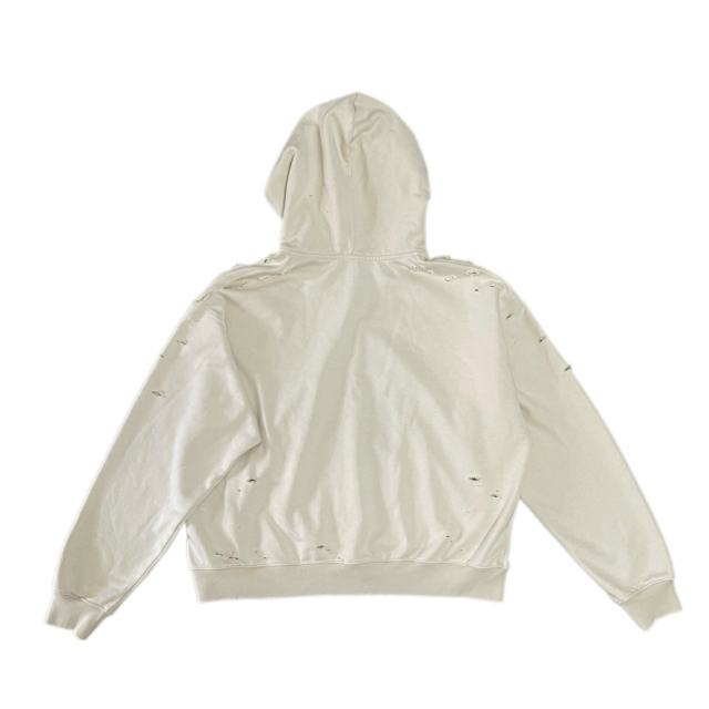 SATOSHI NAKAMOTO Vintage Washed Off White SATOSHI NAKAMOTO Zip Hoodie