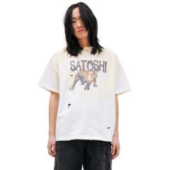 SATOSHI NAKAMOTO T-Shirt Men Distressed Ripped Bull Graphic