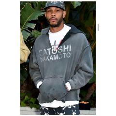 SATOSHI NAKAMOTO Vintage Washed Charcoal SATOSHI NAKAMOTO Cropped Hoodie