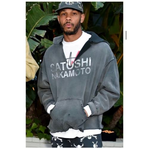 SATOSHI NAKAMOTO Vintage Washed Charcoal SATOSHI NAKAMOTO Cropped Hoodie