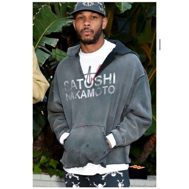 SATOSHI NAKAMOTO Vintage Washed Charcoal SATOSHI NAKAMOTO Cropped Hoodie