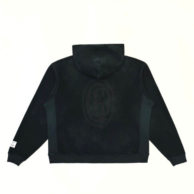 1:1 Top Quality Gallery Dept Black Zip Up Hoodie Vintage Washed Embossed Logo Full Zip Hooded Jacket