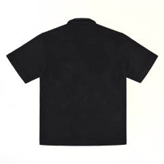 1:1 Top Quality Gallery Dept Black Terry Cloth Camp Collar Short Sleeve Shirt