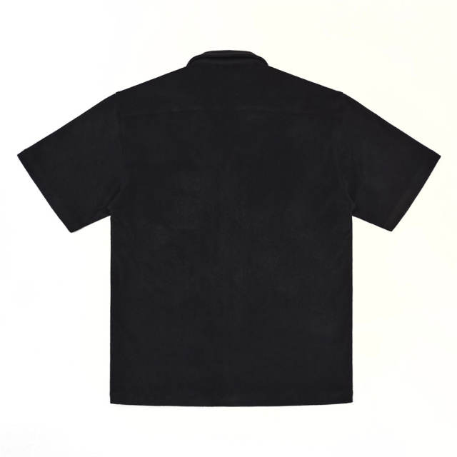 1:1 Top Quality Gallery Dept Black Terry Cloth Camp Collar Short Sleeve Shirt
