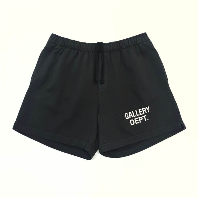 1:1 Top Quality Gallery Dept Black Logo Sweat Shorts Drawstring Elastic Waist Casual Streetwear Shorts