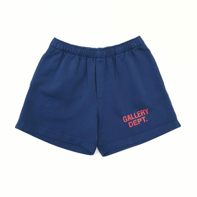 1:1 Top Quality Gallery Dept Navy Sweat Shorts Red Logo Print Elastic Waist Casual Shorts