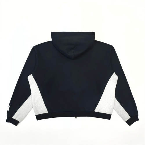 1:1 Top Quality Gallery Dept Black Gray Color Block Full Zip Hoodie Chest Logo Contrast Panel Zip Up Hooded Jacket