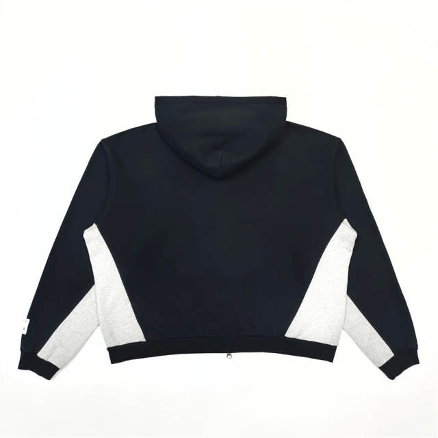 1:1 Top Quality Gallery Dept Black Gray Color Block Full Zip Hoodie Chest Logo Contrast Panel Zip Up Hooded Jacket