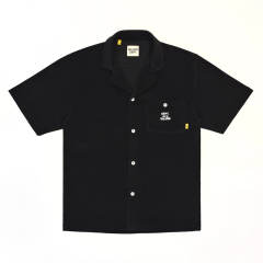 1:1 Top Quality Gallery Dept Black Terry Cloth Camp Collar Short Sleeve Shirt