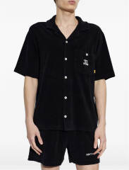 1:1 Top Quality Gallery Dept Black Terry Cloth Camp Collar Short Sleeve Shirt