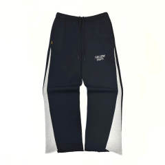 1:1 Top Quality Gallery Dept Black Grey Side Stripe Sweatpants Raw Frayed Hem Wide Leg Logo Drawstring Jogger Pants