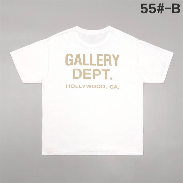 1:1 Top Quality Gallery Dept White Tee Hollywood CA Front & Back Beige Logo T-shirt