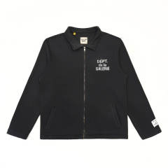 1:1 Top Quality Gallery Dept Black Collared Zip Jacket Dépt de la Galerie Front & Back Distressed Logo Streetwear Jacket