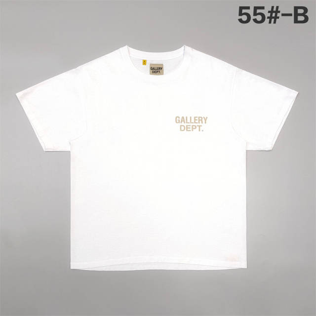 1:1 Top Quality Gallery Dept White Tee Hollywood CA Front & Back Beige Logo T-shirt